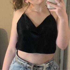 Wild Fable Black Cowl Neck Crop Top